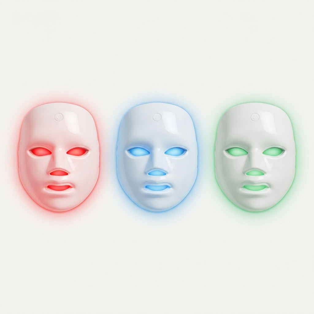 Mascarilla LED en luz roja, azul y verde