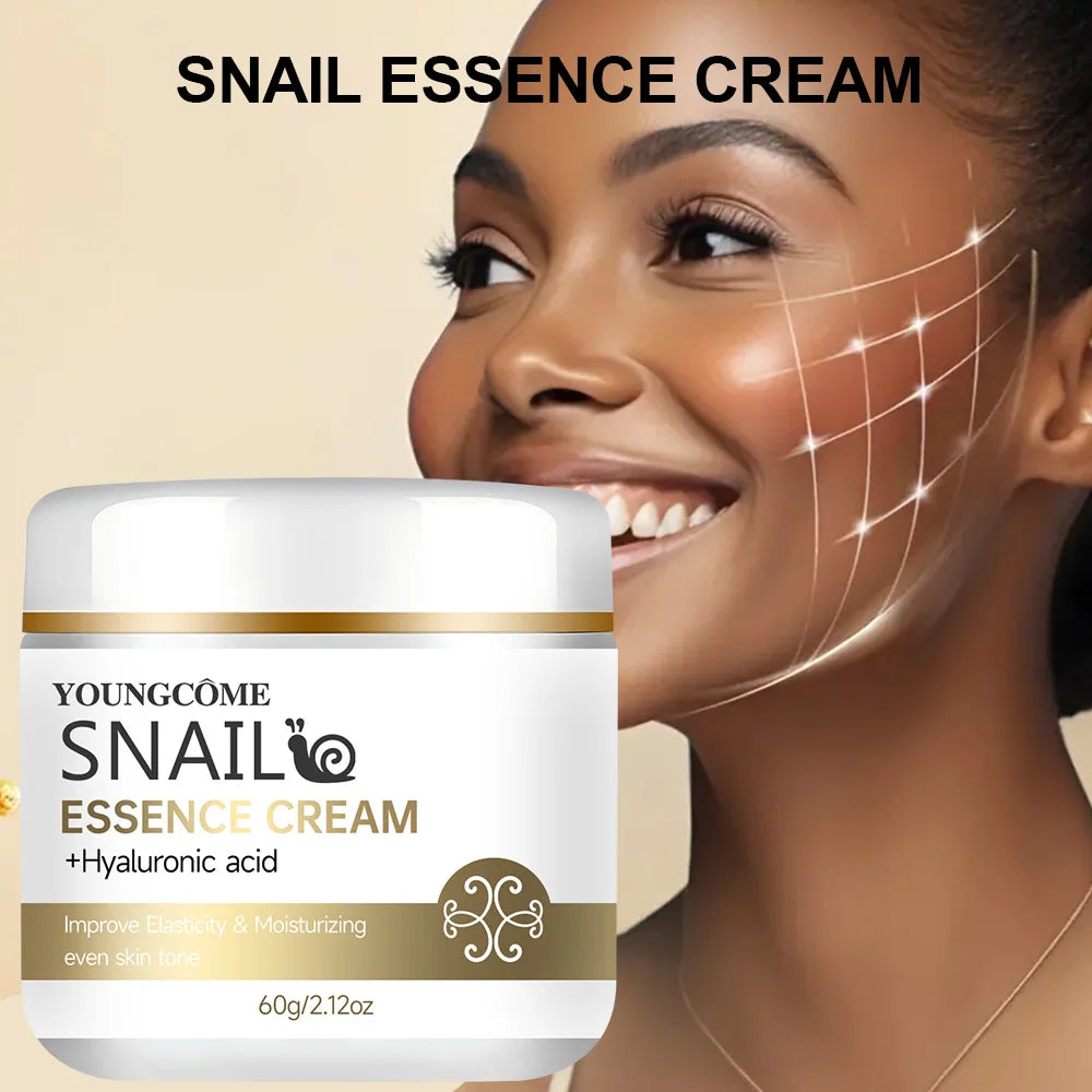 Crema de caracol sobre piel luminosa