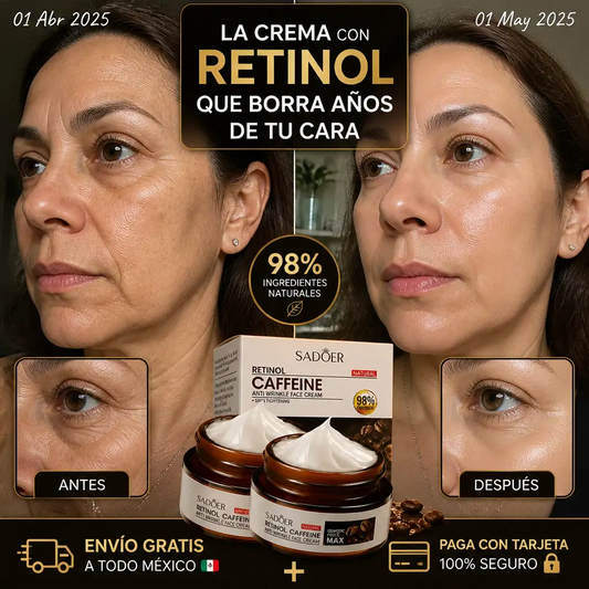 SADOER Retinol Caffeine Anti-Wrinkle Cream – Crema Antiedad con Retinol y Cafeína 50g