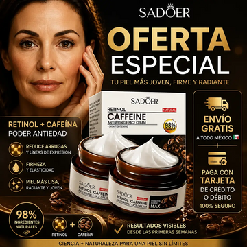 SADOER Retinol Caffeine Anti-Wrinkle Cream – Crema Antiedad con Retinol y Cafeína 50g