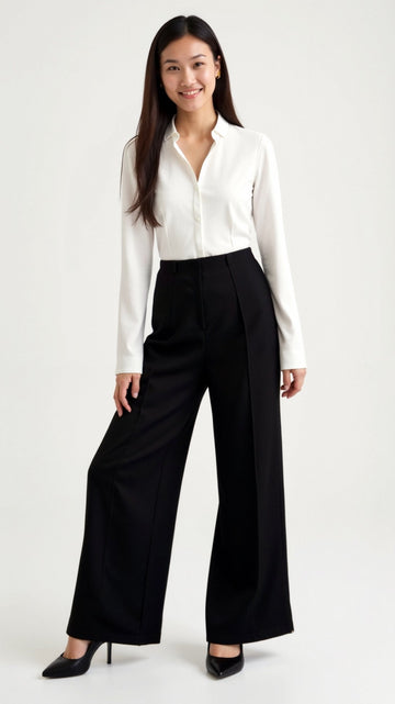 Pantalones Baggy de Cintura Media Luxe