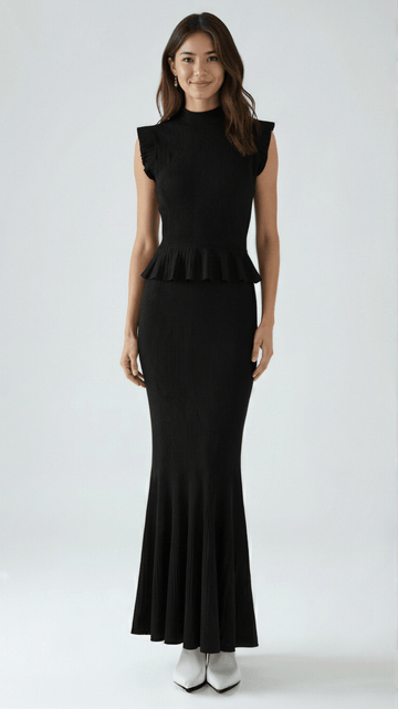 Blusa de Punto Acanalado con Volantes