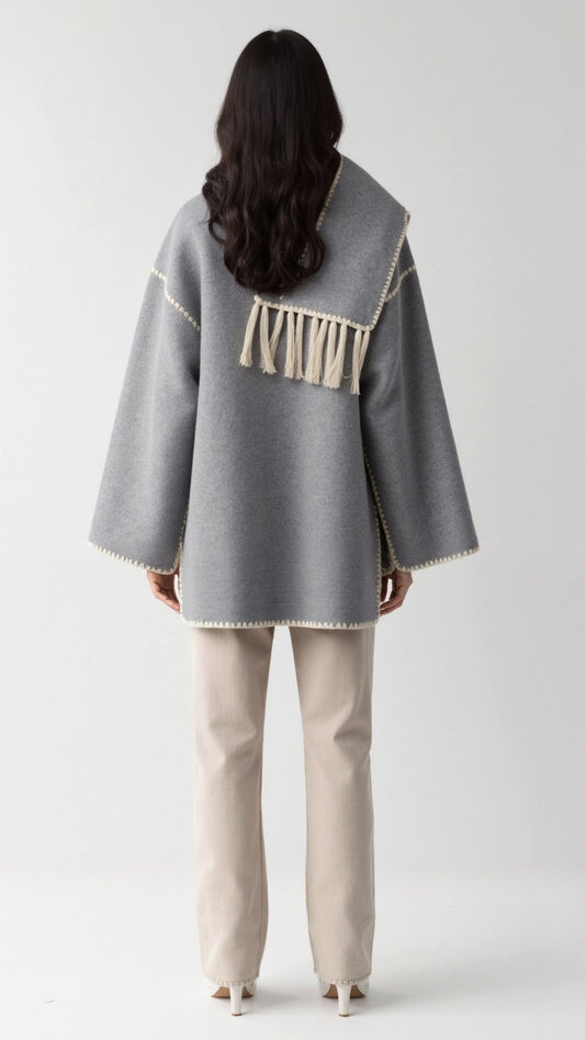 Chaqueta de Luxe con Bufanda Contrastante