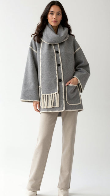 Chaqueta de Luxe con Bufanda Contrastante