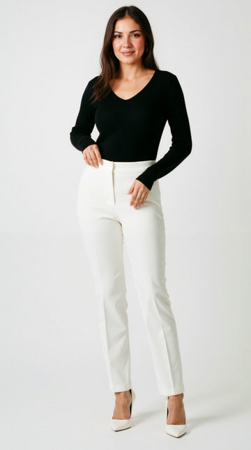 Suéter V-Neck Acanalado Elegante