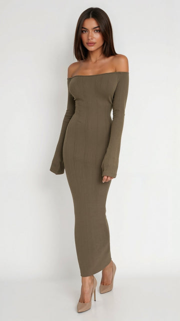 Maxi Vestido Bodycon Off-Shoulder Quinlan
