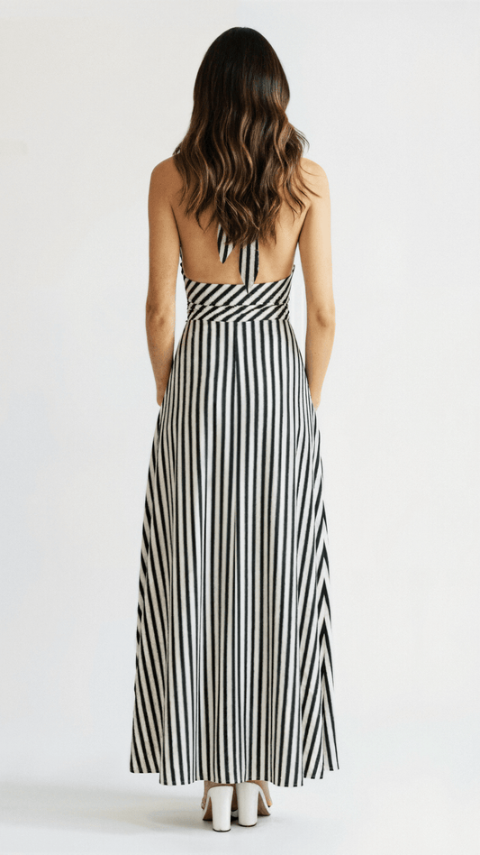 Maxi Vestido Rayas con Escote V